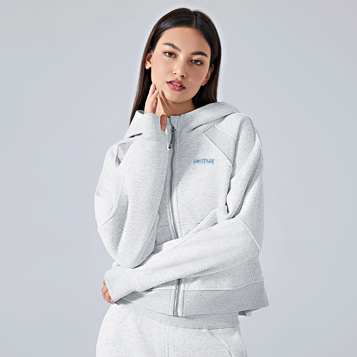 WotEvr Core Zip-Through Cropped Hoodie