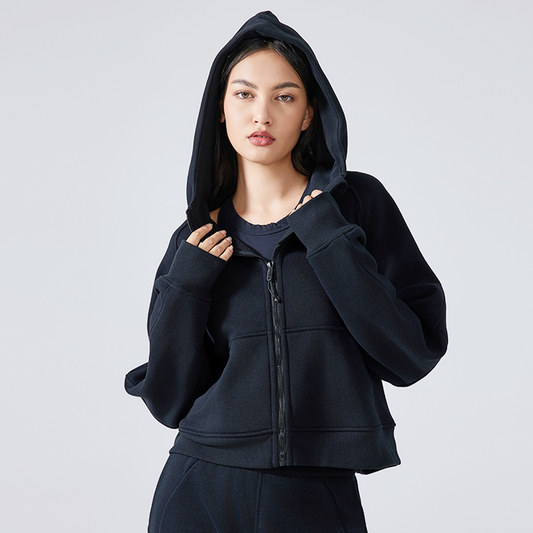 WotEvr Core Zip-Through Cropped Hoodie