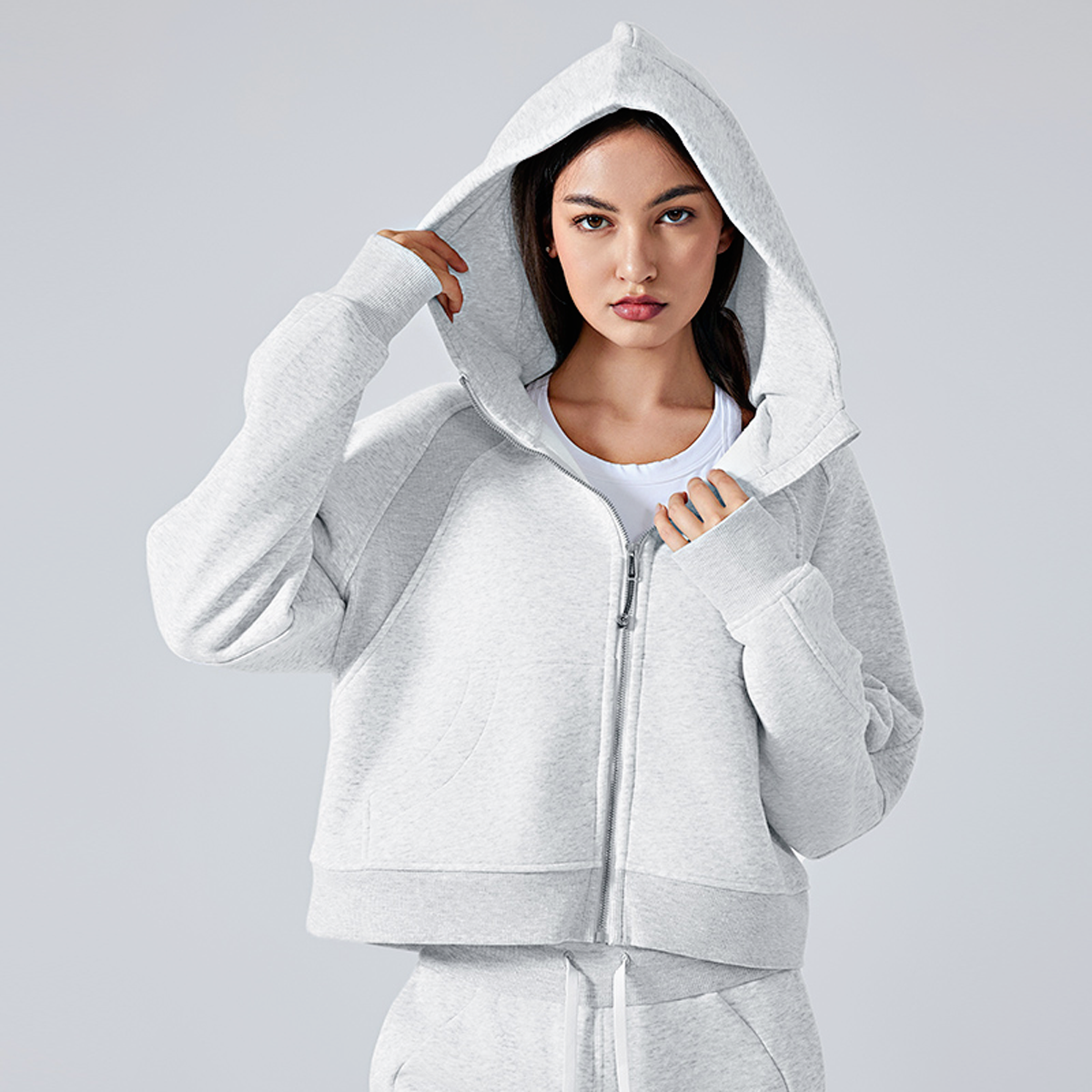 WotEvr Core Zip-Through Cropped Hoodie